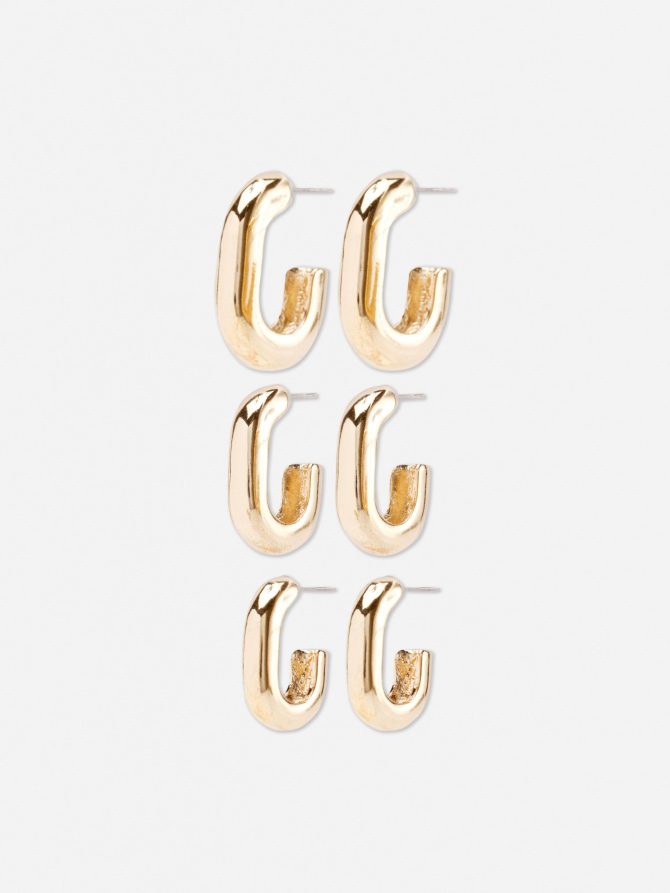 3-Pack Oval Hoop Earrings