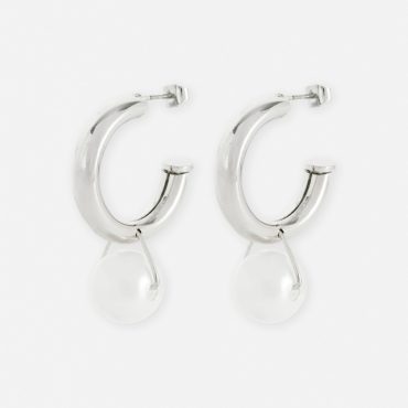 Pearl Pendant Hoop Earrings