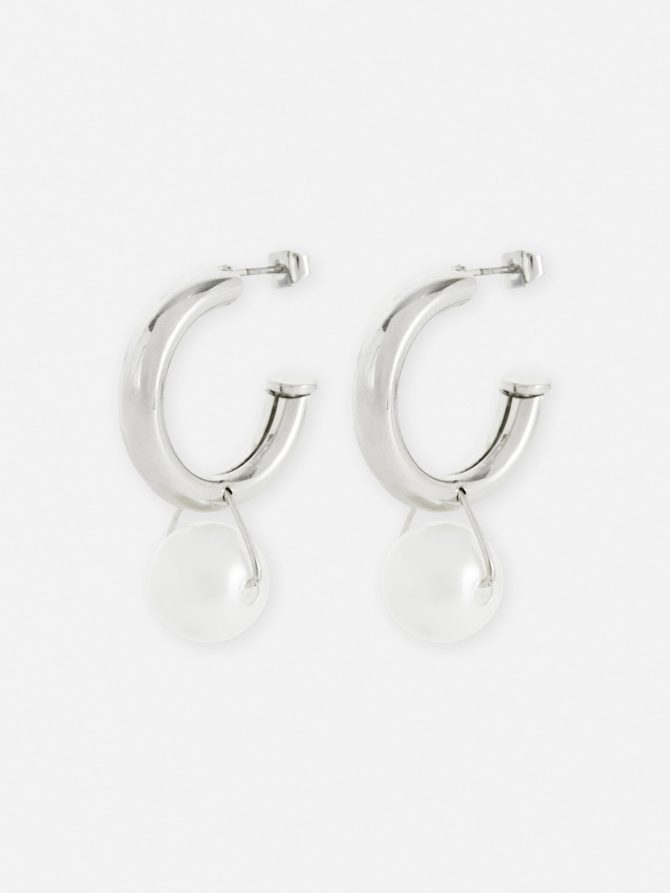 Pearl Pendant Hoop Earrings