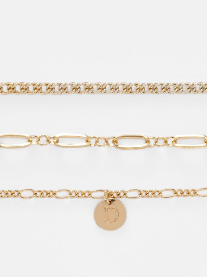 3-Pack Initial Charm Jewelry Set