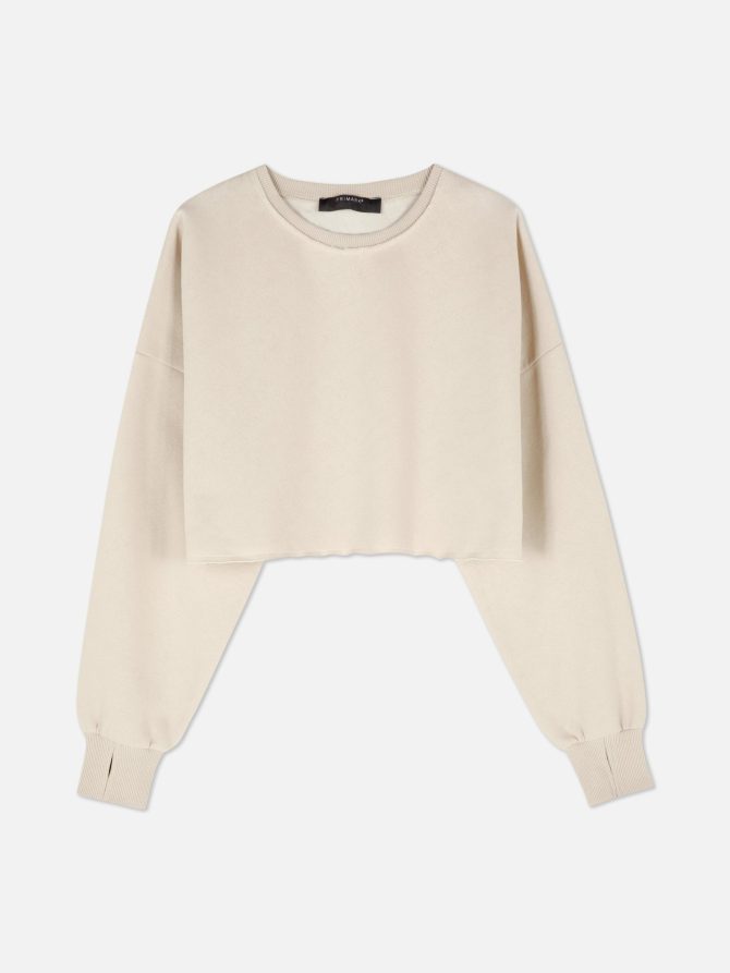 Exposed Hem Cropped Crew Sweatshirt - Image 5