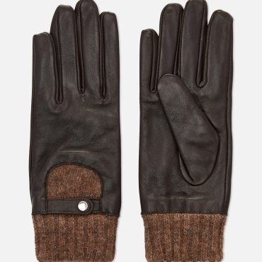 Ribbed Cuff Leather Gloves