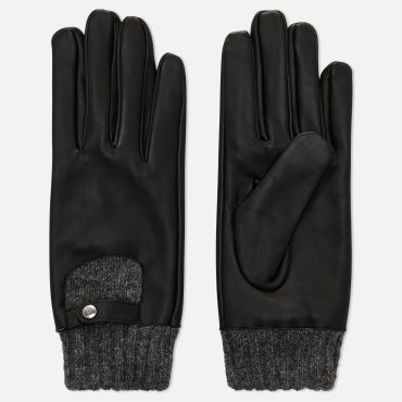 Ribbed Cuff Leather Gloves