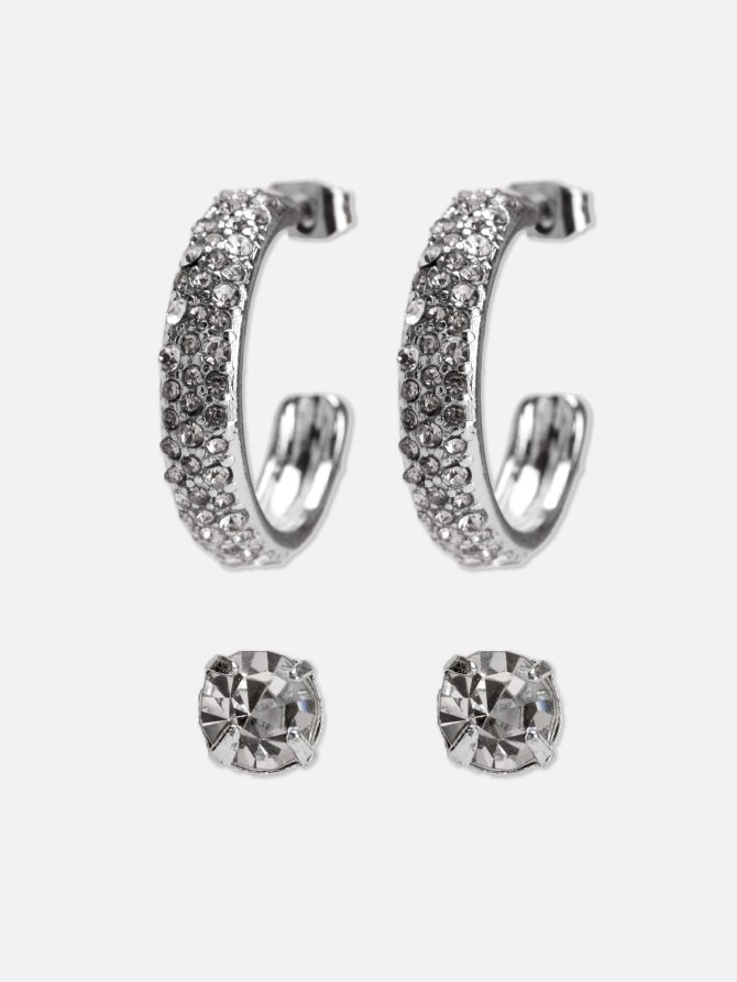 2-Pack Rhinestone Stud Earrings
