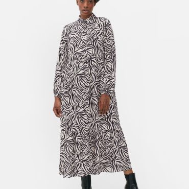 Button Down Long Sleeve Smock Dress