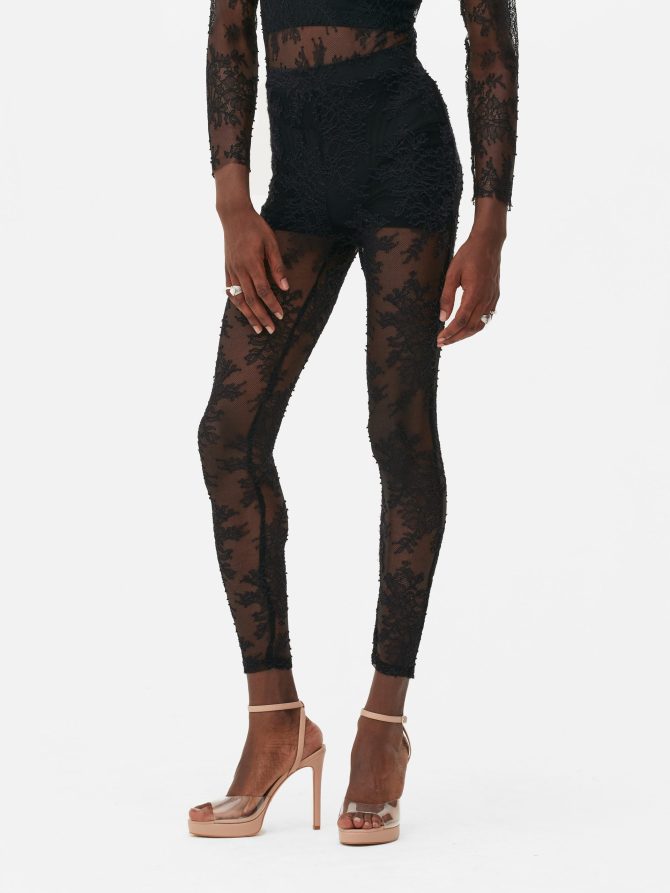 Rita Ora Floral Lace Leggings