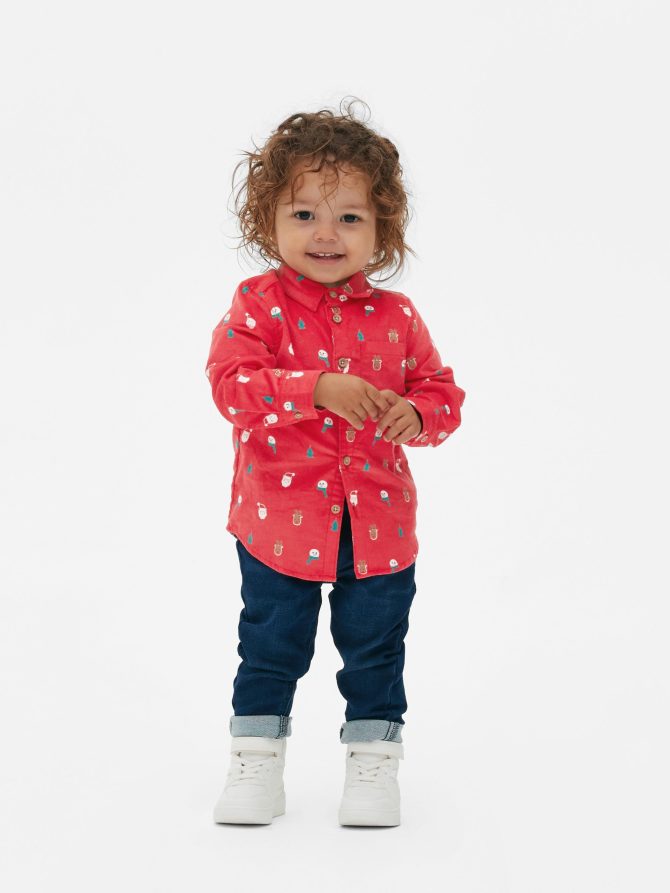 Long Sleeve Corduroy Christmas Shirt