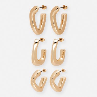 3-Pack Twisted Hoop Earrings