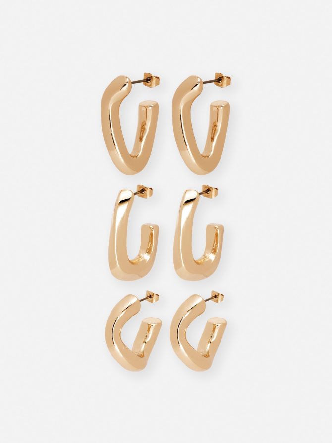 3-Pack Twisted Hoop Earrings