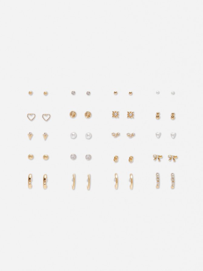20-Pack Stud and Hoop Earrings