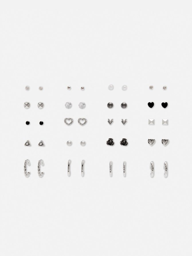 20-Pack Stud and Hoop Earrings