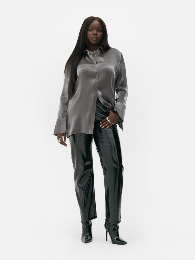 Rita Ora Collared Satin Shirt - Image 2