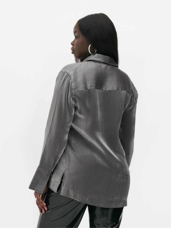 Rita Ora Collared Satin Shirt - Image 4