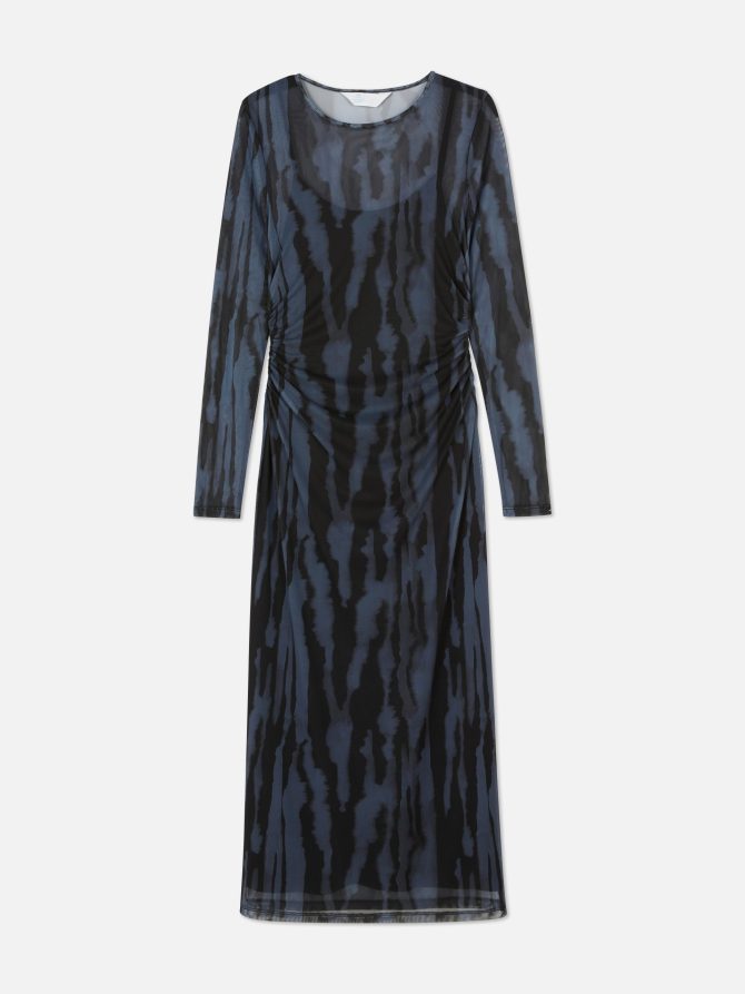 Ruched Side Mesh Midi Dress - Image 5