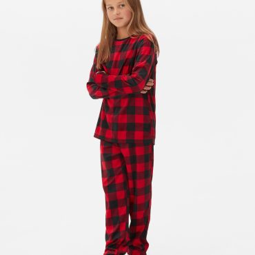 Velour Check Long Pajamas