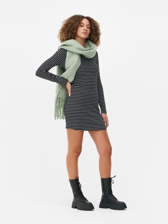 Ribbed Long Sleeve Mini Dress