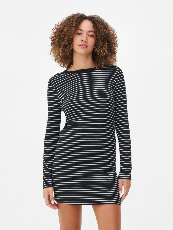 Ribbed Long Sleeve Mini Dress - Image 2