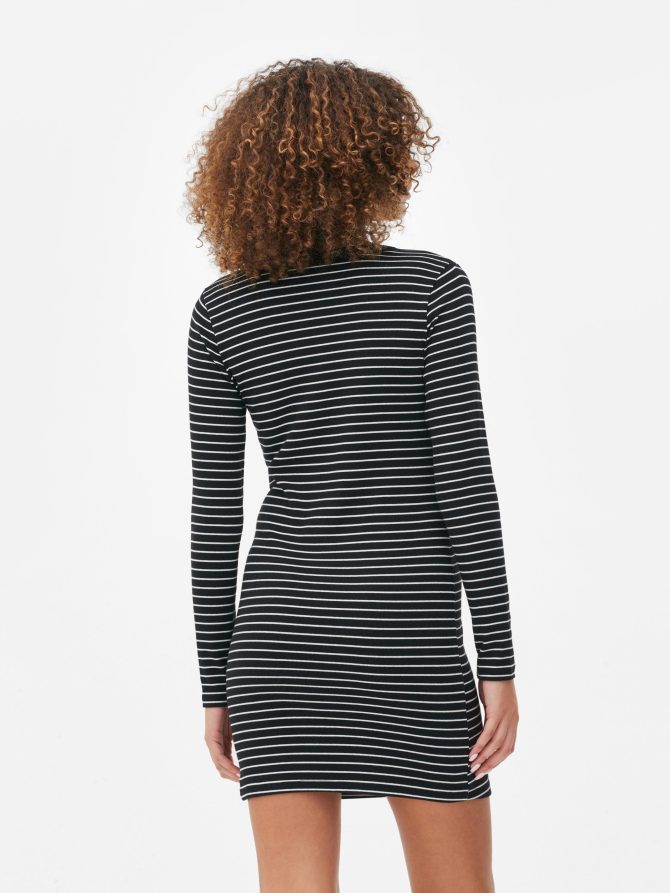 Ribbed Long Sleeve Mini Dress - Image 4
