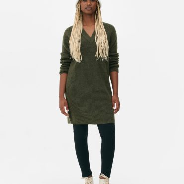 V-Neck Sweater Dress