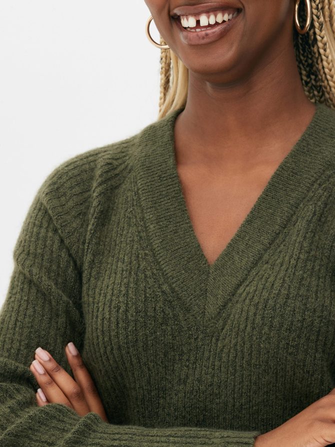 V-Neck Sweater Dress - Image 3