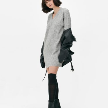 V-Neck Sweater Dress