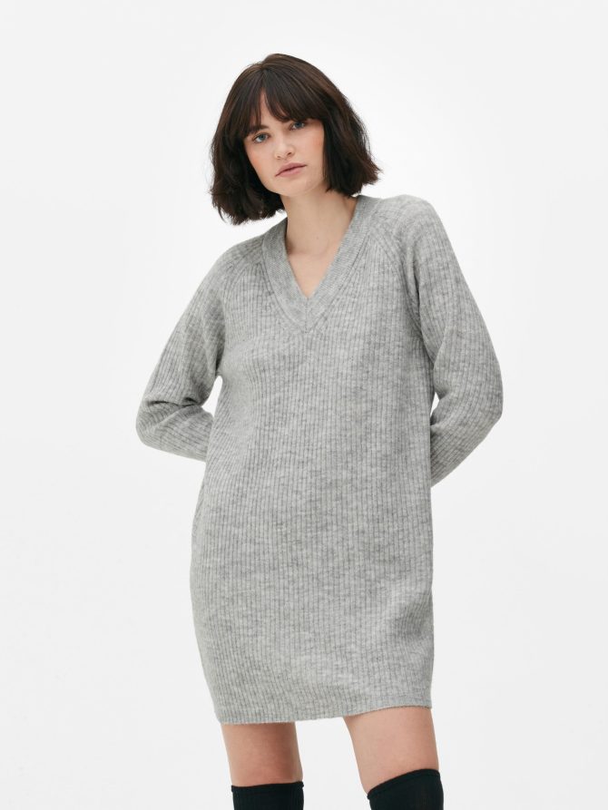 V-Neck Sweater Dress - Image 2