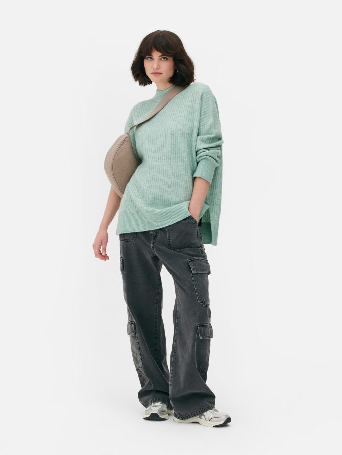 High Neck Ribbed Sweater