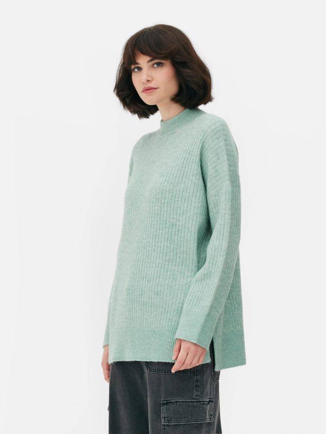 High Neck Ribbed Sweater - Image 2