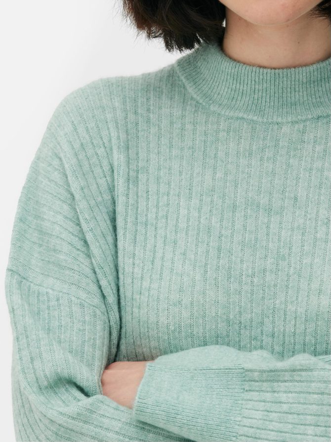 High Neck Ribbed Sweater - Image 3