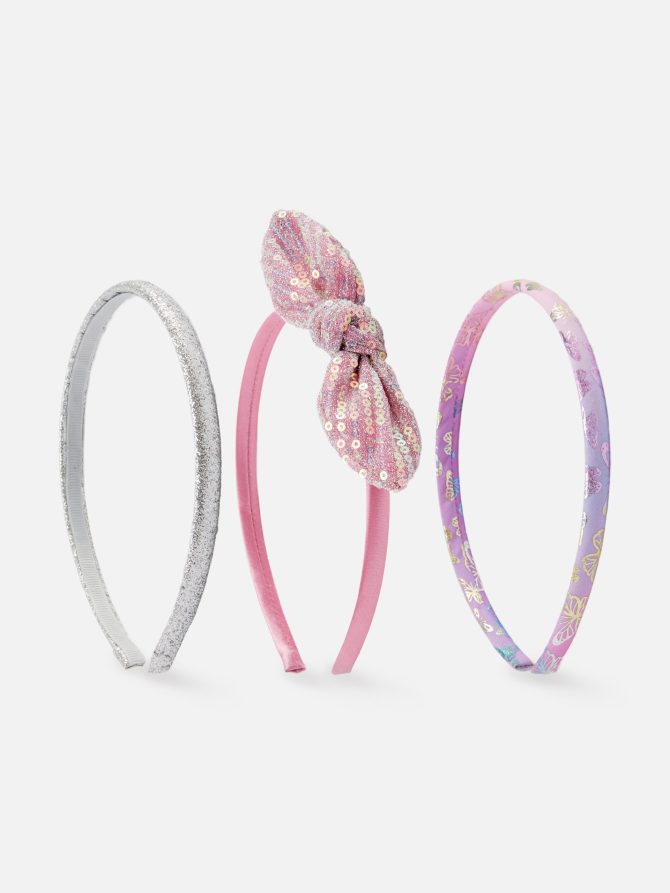 3-Pack Glitter Bow Headbands