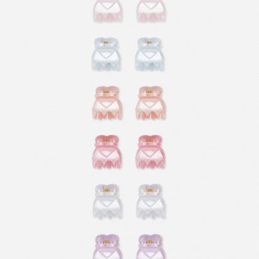 12-Pack Mini Heart Bulldog Hair Clips