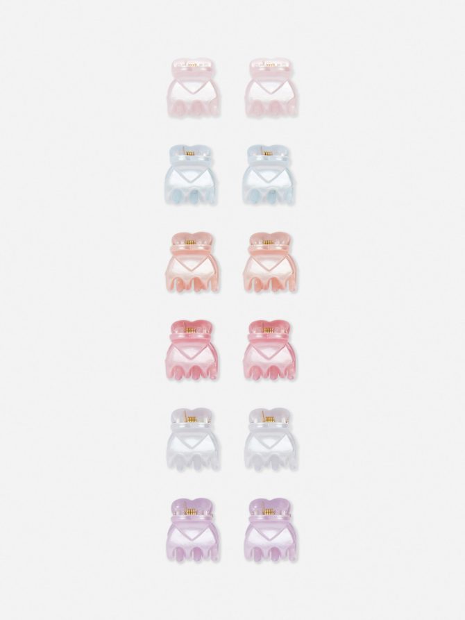 12-Pack Mini Heart Bulldog Hair Clips