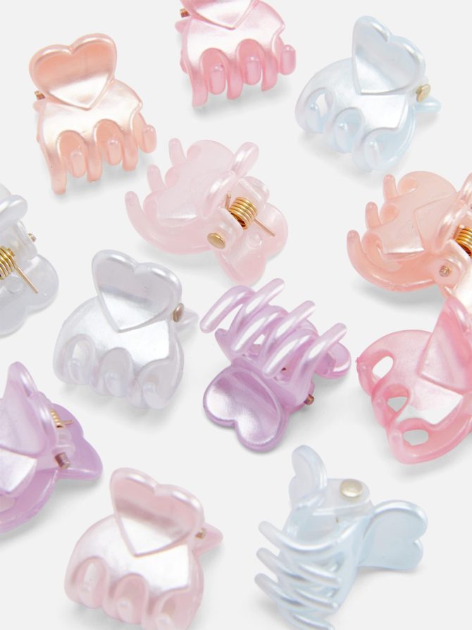 12-Pack Mini Heart Bulldog Hair Clips - Image 2