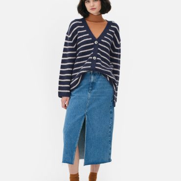 V-Neck Striped Cardigan