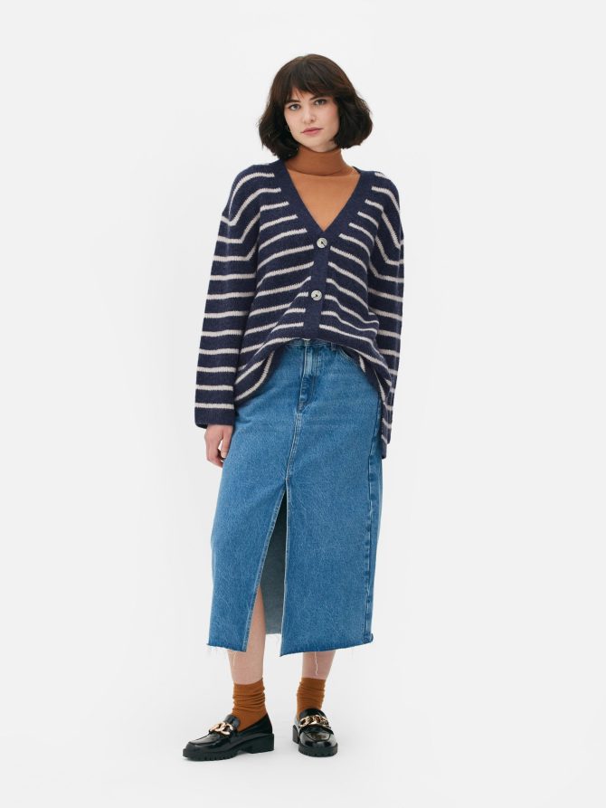 V-Neck Striped Cardigan
