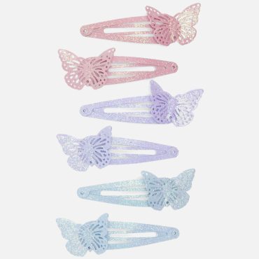 6-Pack Butterfly Glitter Snap Hair Clips