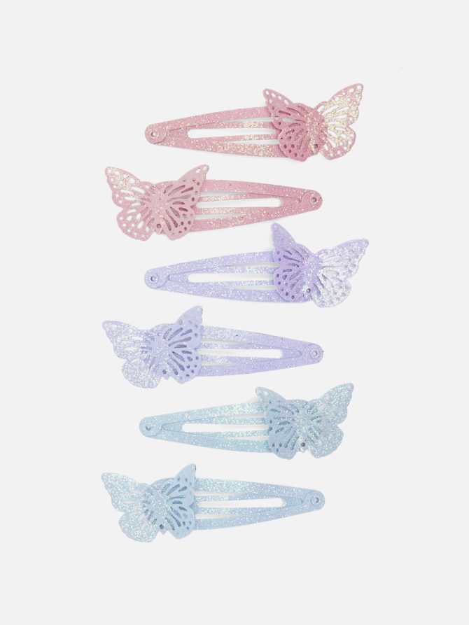 6-Pack Butterfly Glitter Snap Hair Clips