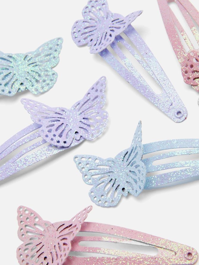 6-Pack Butterfly Glitter Snap Hair Clips - Image 2