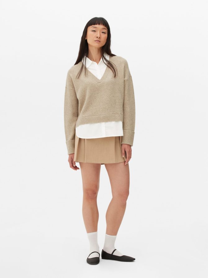 2-in-1 Shirt Detail Sweatshirt