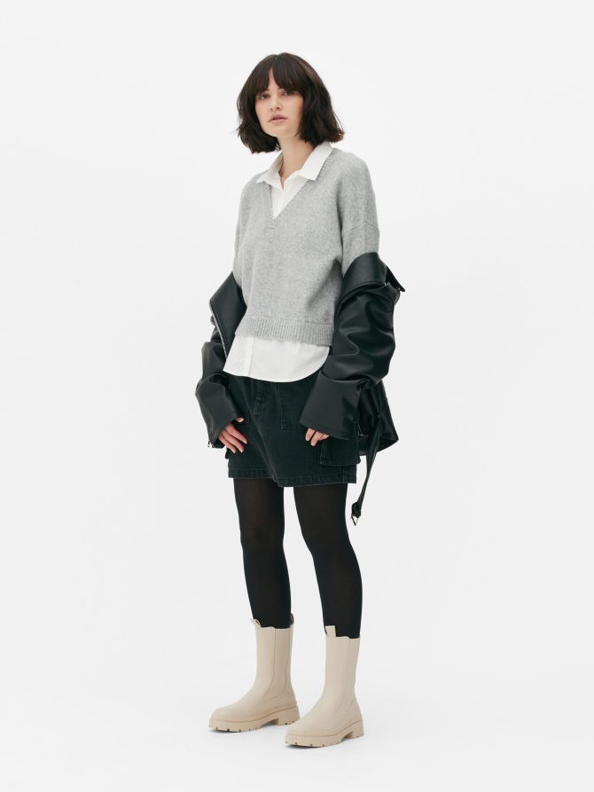 2-in-1 Shirt Detail Sweatshirt