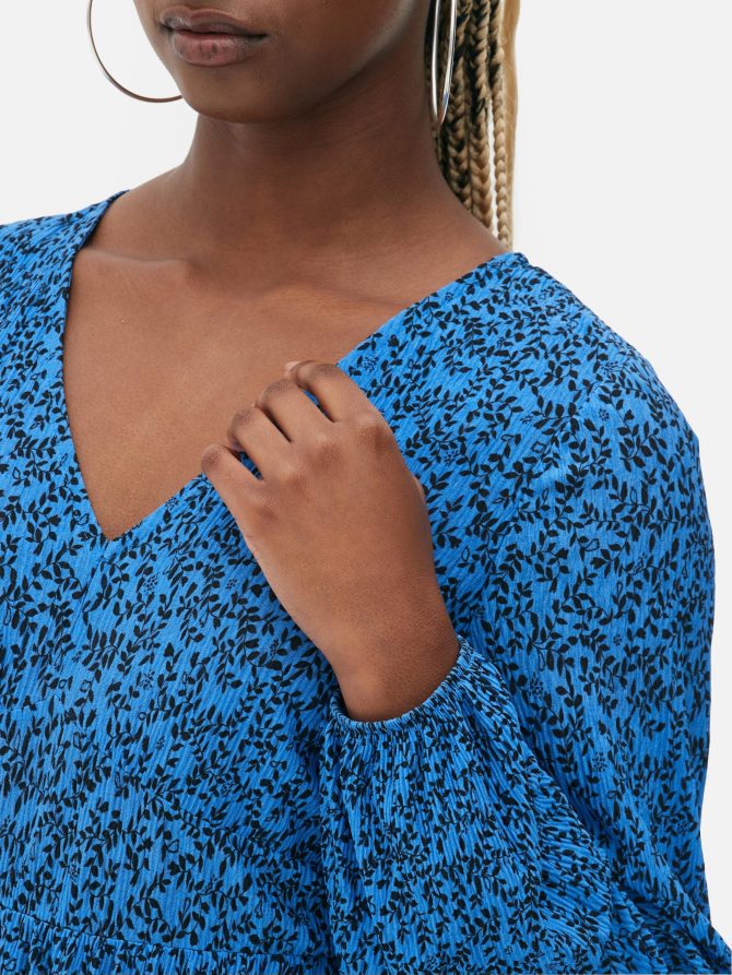 Plissé Balloon Sleeve Mini Dress - Image 3