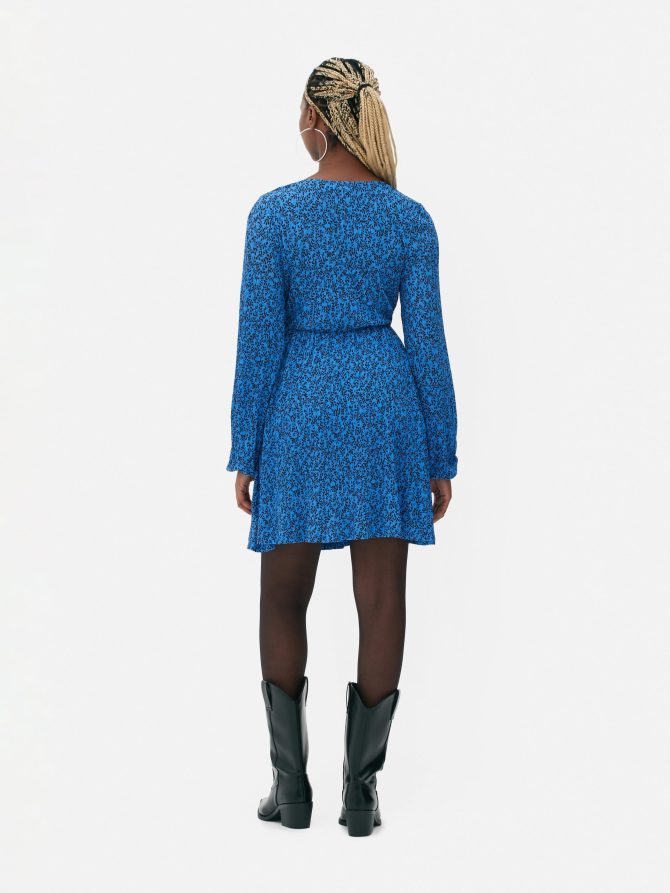 Plissé Balloon Sleeve Mini Dress - Image 4