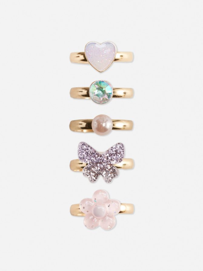 5-Pack Charm Rings