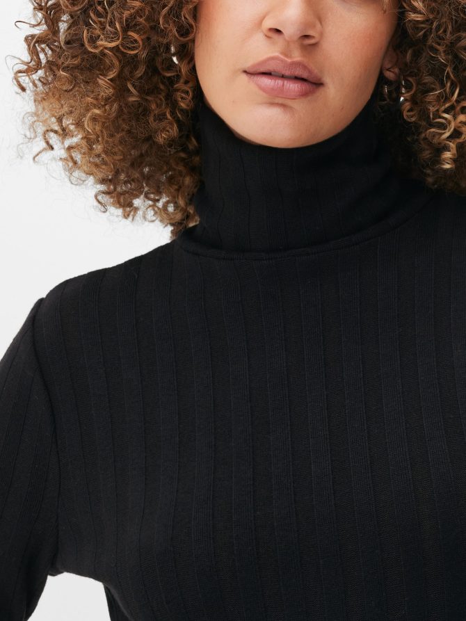 High Neck Ribbed Midi Dress - Image 3