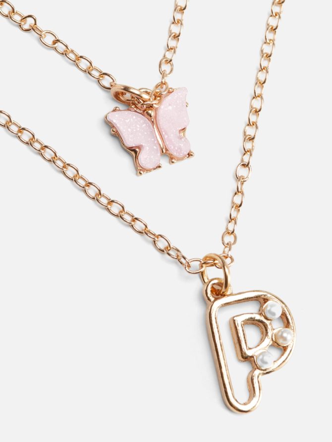 Double Chain Initial Necklace - Image 2