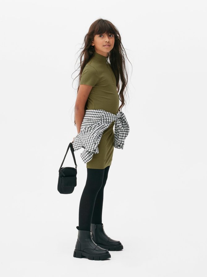 Ribbed Quarter Zip Dress