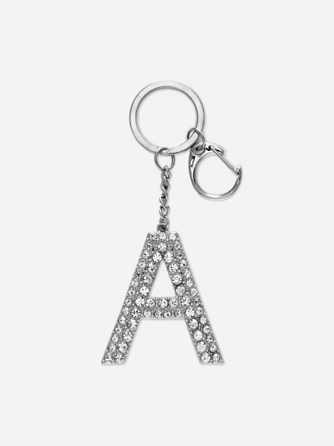 Rhinestone Initial Keyring