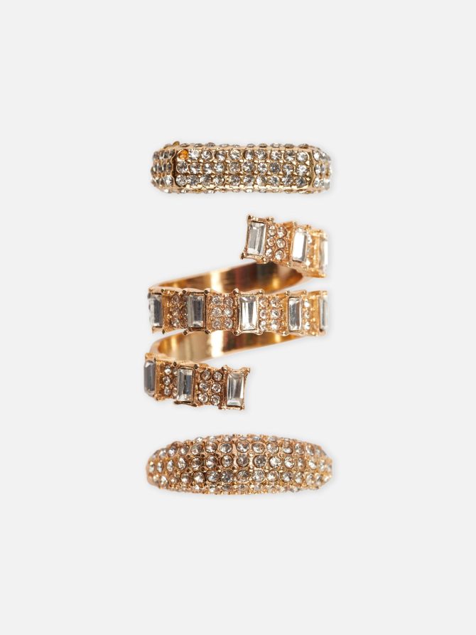 3-Pack Rhinestone Rings
