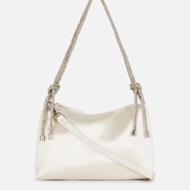 Rhinestone Strap Satin Shoulder Bag