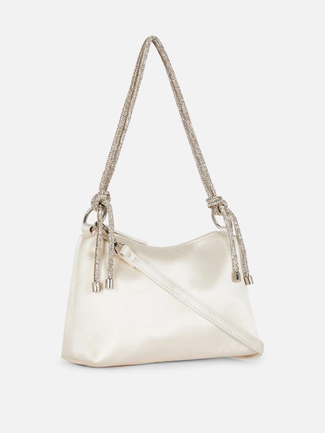 Rhinestone Strap Satin Shoulder Bag - Image 2